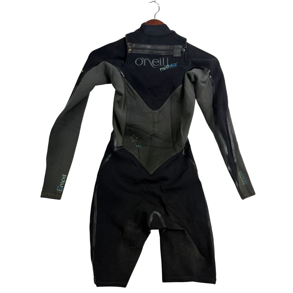 O'Neill Women's Wetsuit Size 8T Modular Black Gray Long Sleeve Short Leg Surf